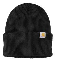 Black Knit Waffle Beanie
