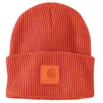 Industry Red/Bright Orange Knit Cuffed Plaited Beanie