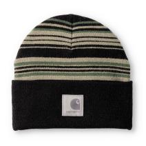 Dusty Olive Striped Cuffed Beanie