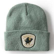 Green Slate Knit Shamrock Patch Beanie
