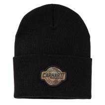 Black Camo Patch Cuffed Beanie