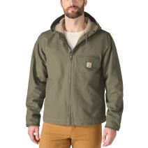 Burnt Olive Washed Duck Jacket - Sherpa Lined