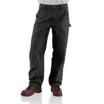 Black Double Front Washed Duck Loose Fit Pant
