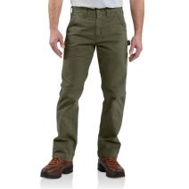 Army Green Washed Twill Relaxed Fit Pant