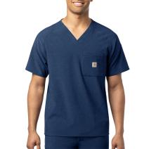 Navy Heather Men's Force&reg; Cross-Flex Modern Fit Chest Pocket V-Neck Top