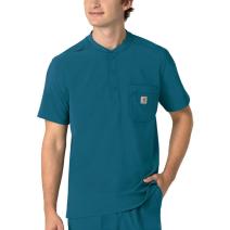 Caribbean Blue Cross-Flex Modern Fit Henley Scrub Top