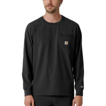 Black Men's Crewneck Long-Sleeve Scrub Top
