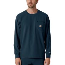 Navy Men's Crewneck Long-Sleeve Scrub Top