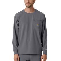Pewter Men's Crewneck Long-Sleeve Scrub Top
