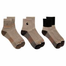 Carhartt Brown Force Merino Wool Quarter Sock 3-Pack