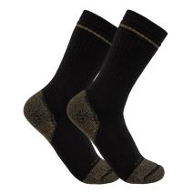 Black Midweight Cotton Blend Steel Toe Boot Sock 2-Pack