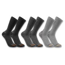 Assorted Grey Midweight Synthetic-Cotton Blend Crew Sock 3-Pack
