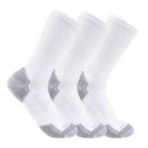 White Midweight Cotton Blend Crew Sock 3-Pack