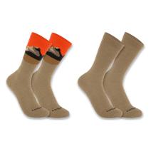 Khaki Midweight Synthetic-Wool Blend Mountain Crew Sock 2-Pack
