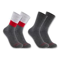 Carbon Heather Midweight Synthetic-Wool Blend Colorblock Crew Sock 2-Pack
