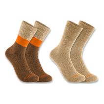 Khaki Midweight Synthetic-Wool Blend Colorblock Crew Sock 2-Pack