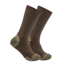 Dark Coffee Midweight Synthetic-Merino Wool Blend Crew Sock 2-Pack
