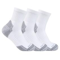 White Midweight Cotton Blend Quarter Sock 3-Pack