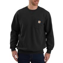 Black Loose Fit Midweight Crewneck Pocket Sweatshirt