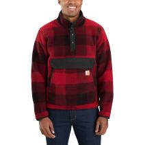 Oxblood Plaid Relaxed Fit Fleece Pullover