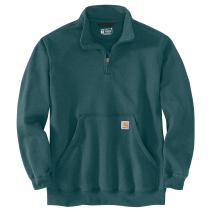 Greenstone Heather Loose Fit Midweight Quarter Zip Mock Neck Sweatshirt