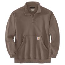 Sepia Loose Fit Midweight Quarter Zip Mock Neck Sweatshirt
