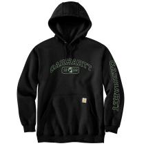 Black Loose Fit Midweight Hooded Shamrock Graphic Sweatshirt