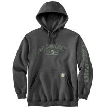 Carbon Heather Loose Fit Midweight Hooded Shamrock Graphic Sweatshirt