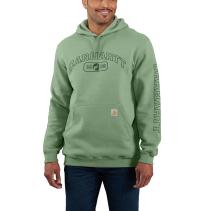 Loden Frost Heather Loose Fit Midweight Hooded Shamrock Graphic Sweatshirt