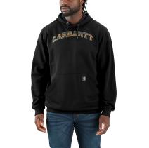 Black Loose Fit Midweight Camo Logo Graphic Sweatshirt