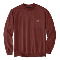 Dark Spice Red Relaxed Fit Midweight Garment Dye French Terry Crewneck Pocket Sweatshirt