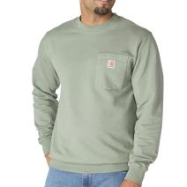 Green Slate Relaxed Fit Midweight Garment Dye French Terry Crewneck Pocket Sweatshirt