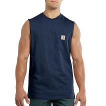 Navy Sleeveless Pocket T-Shirt