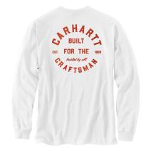 White Relaxed Fit Heavyweight Long-Sleeve Pocket Craftsman Graphic T-Shirt
