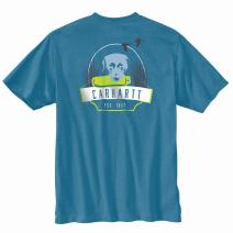 Blue Lagoon Heather Loose Fit Heavyweight Short Sleeve Dog Graphic T-Shirt
