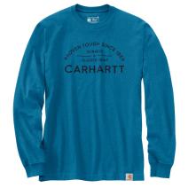 Marine Blue Heather Loose Fit Heavyweight Long-Sleeve Rugged Graphic T-Shirt