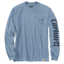 Alpine Blue Heather Relaxed Fit Heavyweight Long-Sleeve Pocket C Graphic T-Shirt