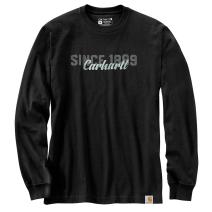 Black Relaxed Fit Heavyweight Long-Sleeve Script Graphic T-Shirt