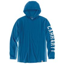 Marine Blue Force Relaxed Fit Midweight Long-Sleeve Logo Graphic Hooded T-Shirt