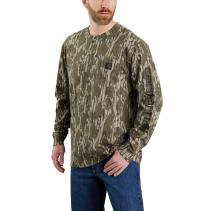 Mossy Oak® Bottomland Camo Loose Fit Heavyweight Long-Sleeve Pocket Camo Logo Graphic T-Shirt