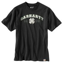 Black Relaxed Fit Heavyweight Short-Sleeve Shamrock Graphic T-Shirt