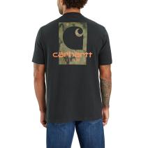Black Loose Fit Heavyweight Short-Sleeve Camo Logo Graphic T-Shirt