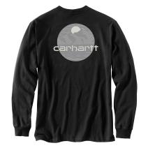 Black Relaxed Fit Heavyweight Long-Sleeve Pocket Mountain Graphic T-Shirt