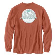 Terracotta Relaxed Fit Heavyweight Long-Sleeve Pocket Mountain Graphic T-Shirt