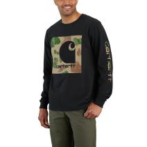 Black Relaxed Fit Heavyweight Long-Sleeve Camo C Graphic T-Shirt
