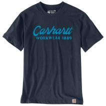Navy Loose Fit Heavyweight Short-Sleeve Script Graphic T-Shirt