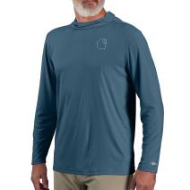 Storm Blue Heather Force Sun Defender™ Lightweight Long-Sleeve Hooded Logo Graphic T-Shirt