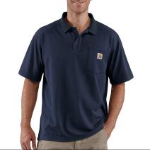 Navy Loose Fit Midweight Short-Sleeve Pocket Polo