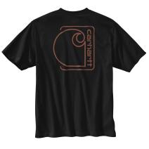 Black Relaxed Fit Lightweight Short-Sleeve Pocket C Graphic T-Shirt