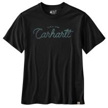 Black Relaxed Fit Lightweight Short-Sleeve Script Graphic T-Shirt
